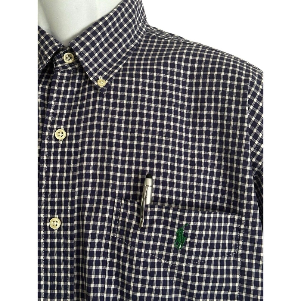 Ralph Lauren Mens Shirt Button Purple Check Blake Green Pony Lightweight M *READ